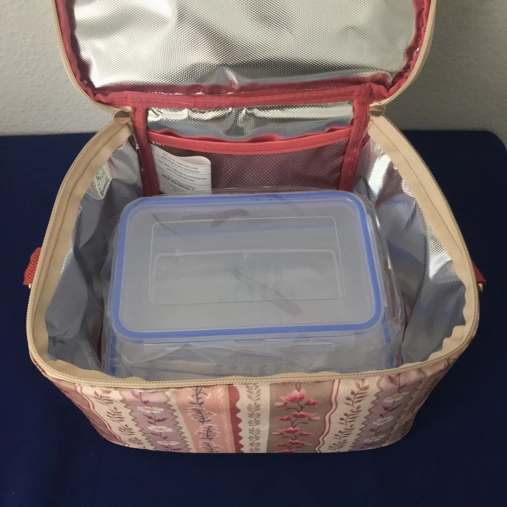 Vintage Flower and Vine Lunch Bag Set With Accessories